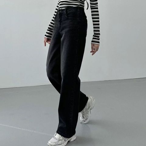flyup-334-22-微洗色牛仔直筒褲-黑色-S. M. L. XL. XXL. XXXL-$1680-01