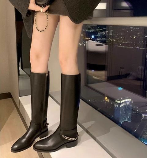 Honey 讚_1101_0199_95_小香風後跟鍊帶長靴_黑色_225-25_4cm_$1590  (1)