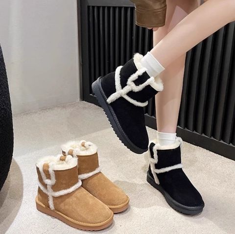 Honey 讚_1024_628-9_45_刷毛滾邊保暖短筒靴_黑色駝色_225-25_3cm_$790  (1)
