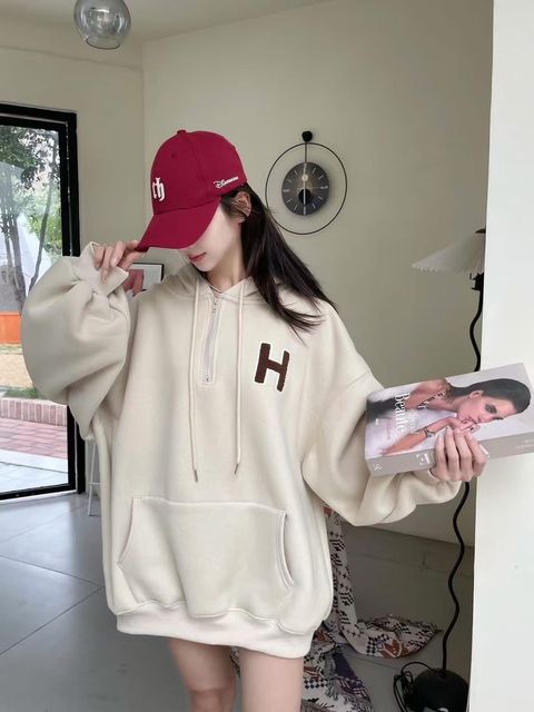 92_1203_6W426_30_馬卡龍色系連帽半開襟大學T-內刷絨_杏色紫色黃色灰色粉色_F_$780 (1)