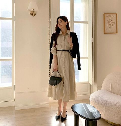 23-FEB05.100303-24950114-都會知性襯衫長洋（附腰帶）-白色. 杏色. 黑色-F-01