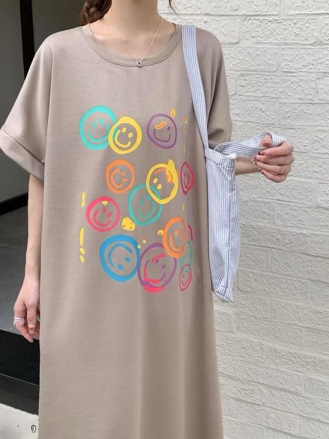 11_25069_25_俏皮笑臉印花休閒連身裙_可可深灰淺灰黑色_F_$680  (1)
