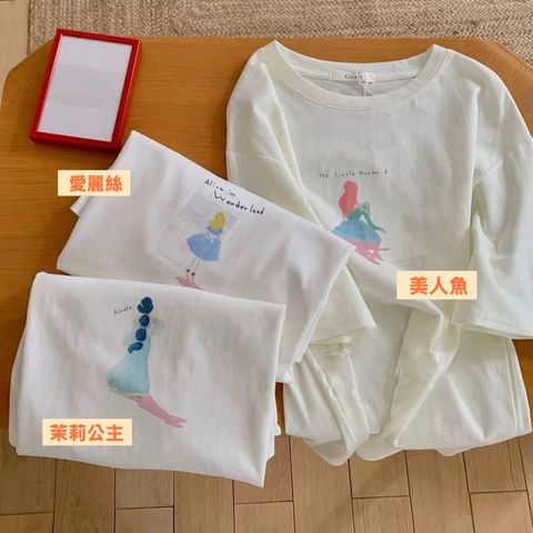Circle-2225-20180044-公主系列圓領白T-愛麗絲. 美人魚. 茉莉公主-F-01