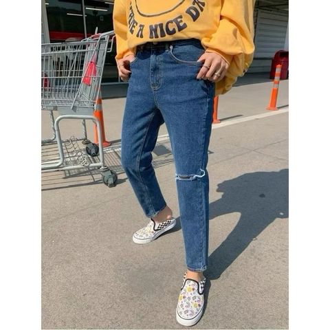 23-FEB05.10486-20780184-割破抽鬚小直筒褲-黑灰色. 藍色-S. M. L. XL-01