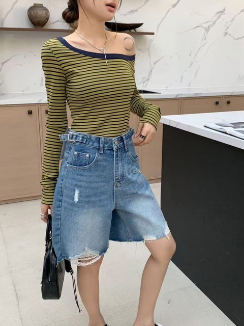 92_0302_6X274_35_率性刷破五分牛仔短褲_深藍淺藍_SMLXL_$880  (1)