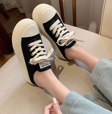 22-301-20350884-餅乾半拖鞋穆勒鞋-底厚3cm-黑色. 杏色-225-250-特價$690-F-01