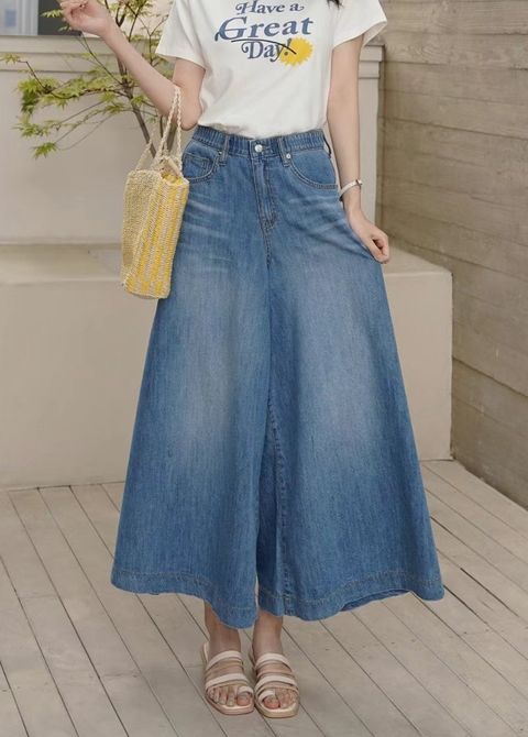 STEP-984-25-貓抓刷色牛仔寬褲裙-棉100%-藍色-S. M. L. XL-$1780-01