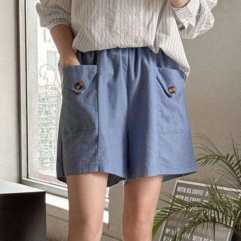 23_0415_MAR05.11155_295_翻蓋木紋釦A字短褲_杏色藍色灰色黑色_F_$680  (1)