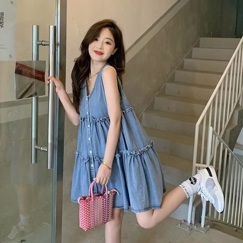 92_0425_6X677_29_波浪拼接V領牛仔短洋_藍色黑色_F_$680  (1)