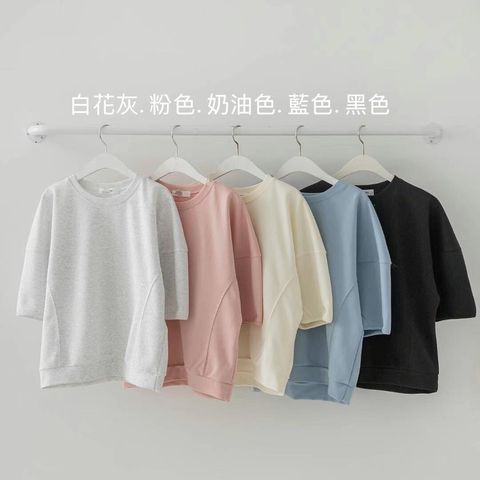 KKAMJUU-11-泡泡袖車線百搭素衫-白花灰. 粉色. 奶油色. 藍色. 黑色-棉60%. 聚酯纖維40%-$880-F-01