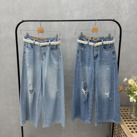 92-6X814-20480114-薄料刷破牛仔寬褲-淺藍. 深藍-S. M. L. XL-01