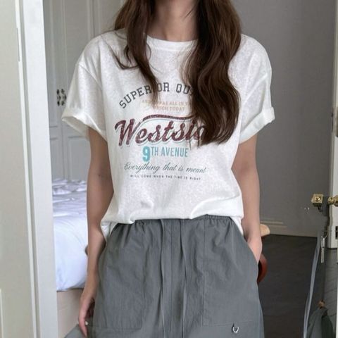 Wish-8888-20240054-美式字母棉T-藍色. 綠色. 白色-F-01