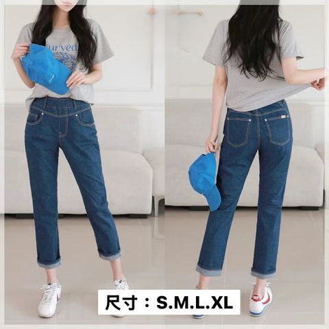 Vikini_3121-2_27_腰鬆緊車線涼感牛仔褲_深藍淺藍_SMLXL_$1880 (1)