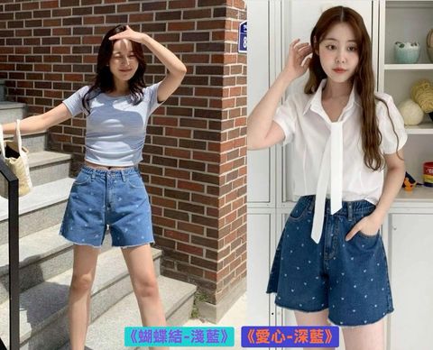 7Star-心1415蝴1416-19-下襬抽鬚滿版牛仔短褲-棉100%-S. M. L. XL. XXL-$1380-01