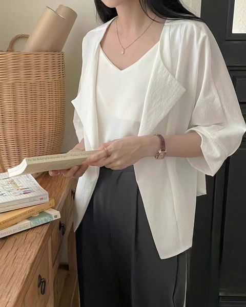 92_0704_6X1025_24_優雅半袖開襟罩衫_象牙白黑色奶灰_F_$580  (1)