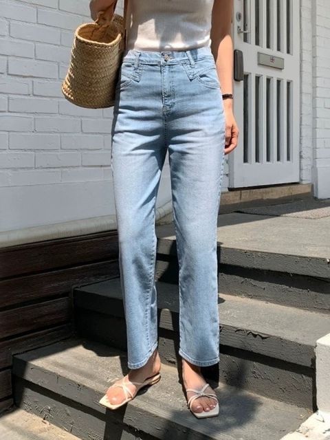 PI2-23-【J607】#659 貓爪刷色修身直筒八分褲-淺藍-S. M. L. XL-$1680-01