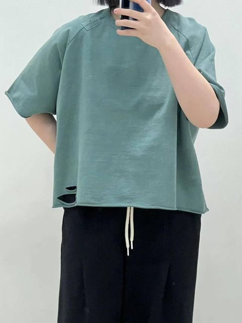Replay_19_拉克蘭袖小貼布捲邊寬T_白色綠色杏色灰色_F_$1280 (1)