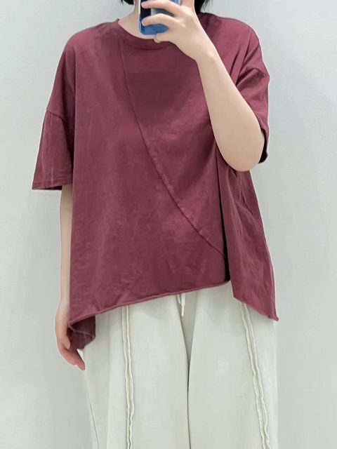 Replay_10_斜線拼接斜襬T_綠色白色酒紅深藍_F_$780   (1)
