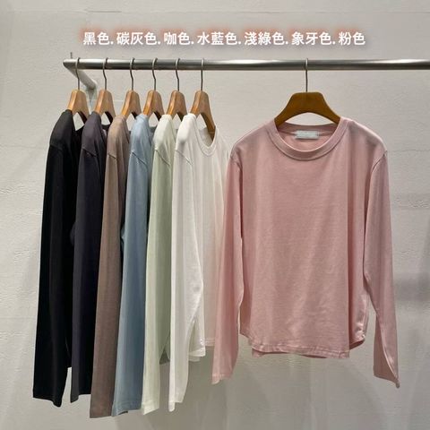 MODS-13-莫代爾棉百搭純色衫-棉96%. 彈性纖維4%-黑色. 碳灰色. 咖色. 水藍色. 淺綠色. 象牙色. 粉色-F-$980-01