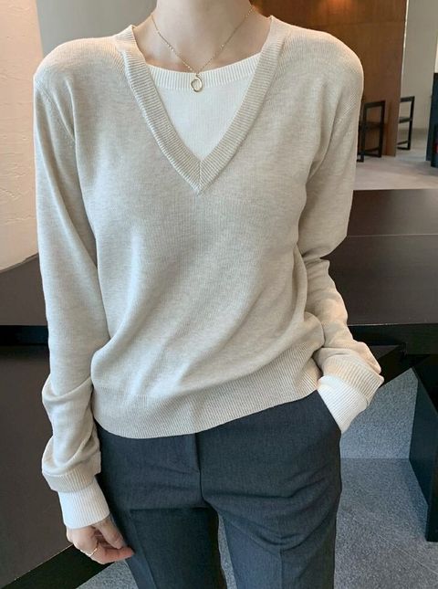 23_0910_SEP05.12468_46_假二件配色拼接V領素衫_灰色藍色杏色綠色_F_$1080  (1)