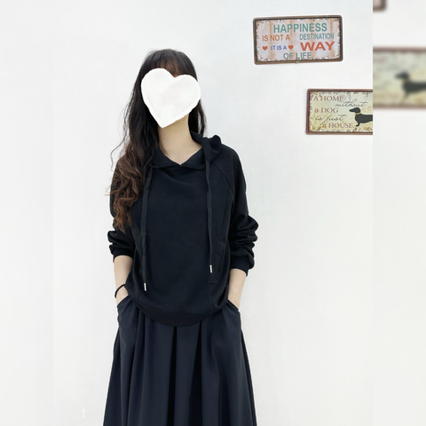 11-25724-20260064-拉克蘭袖坑條針織拼接連帽T-黑色. 紅色. 芥黃. 淺杏-F-01