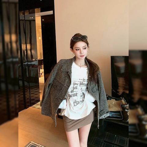 92-6Y192-20390094-個性豹紋外套-斜紋布. 無彈性-豹紋-F-01