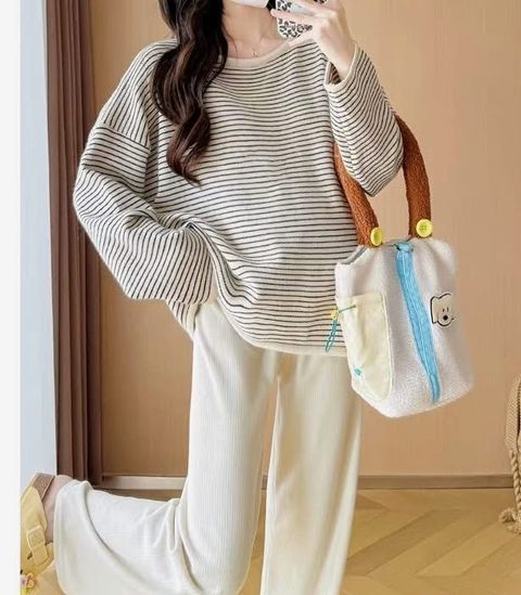 92_1023_6Y290_23_細條配色針織棉上衣_杏色藍色綠色黑色_F_$580  (1)