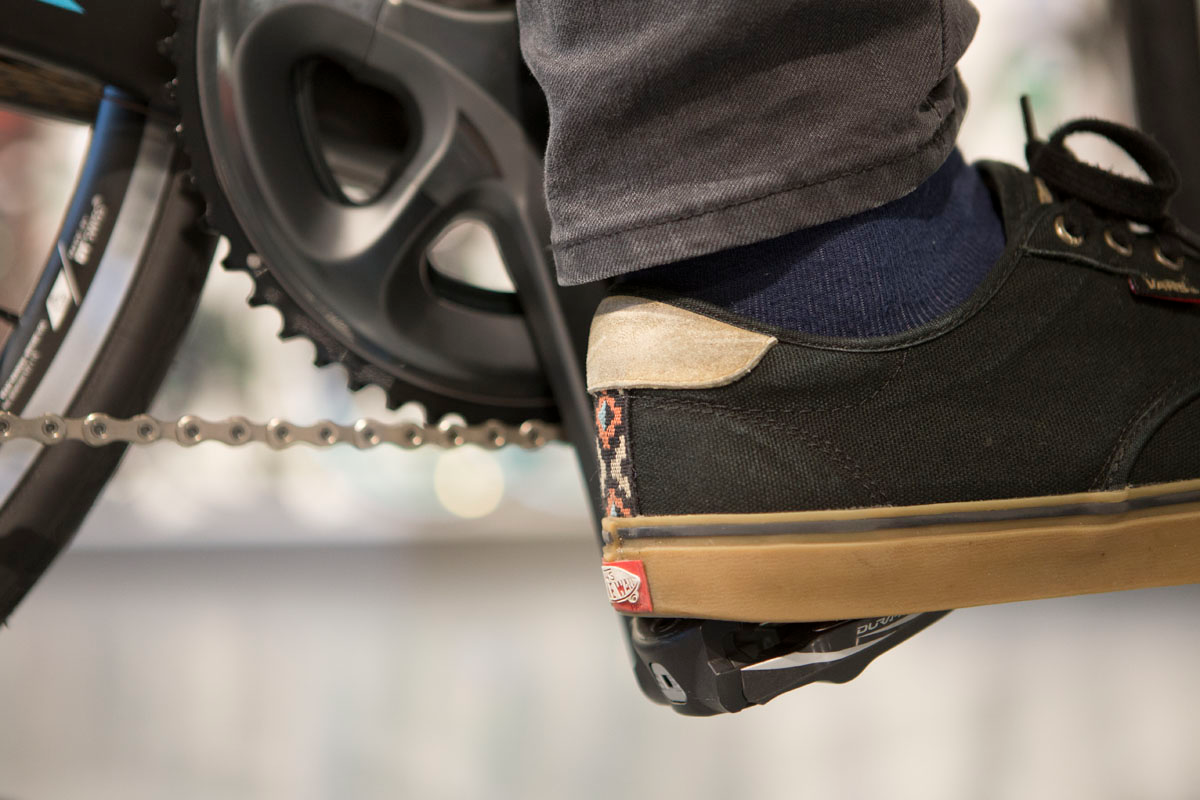 Put the center of your heel onto the center of your pedal. Put the center of your heel onto the center of your pedal.