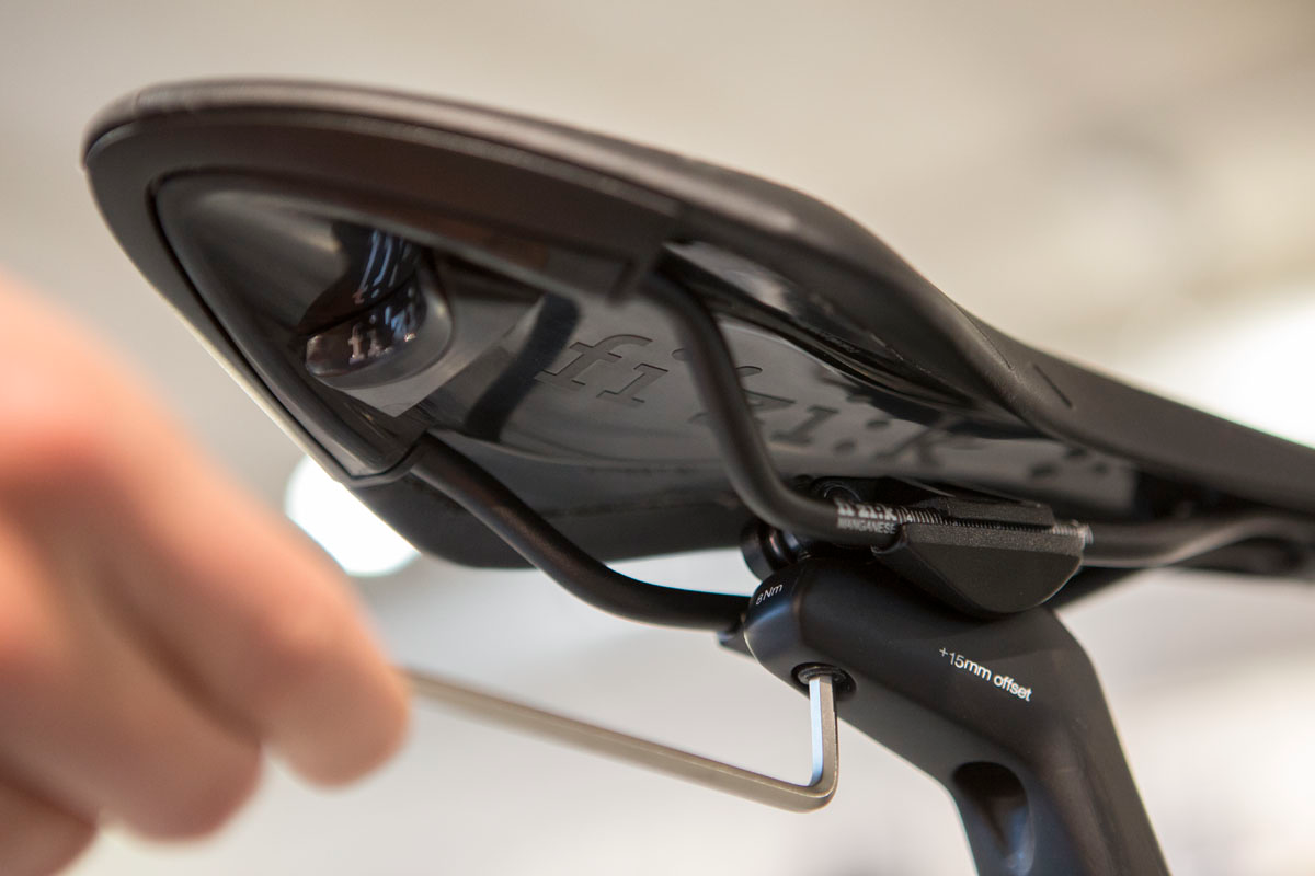Most saddles can be brought forward or back, or even tilted, with one or two screws on the bottom. Most saddles can be brought forward or back, or even tilted, with one or two screws on the bottom.