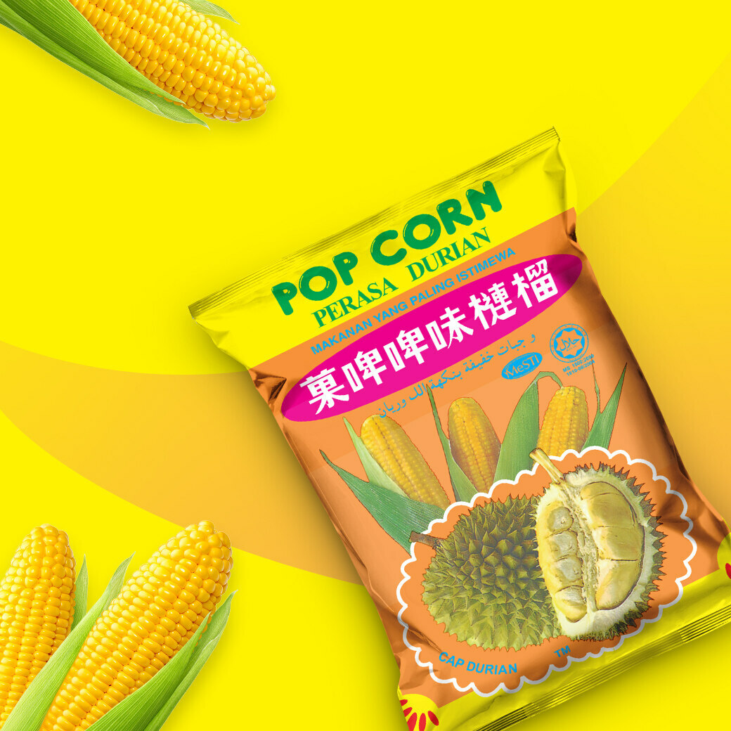 Durian Brand Durian Flavour Popcorn Snack Family Pack Jajan 8X15G