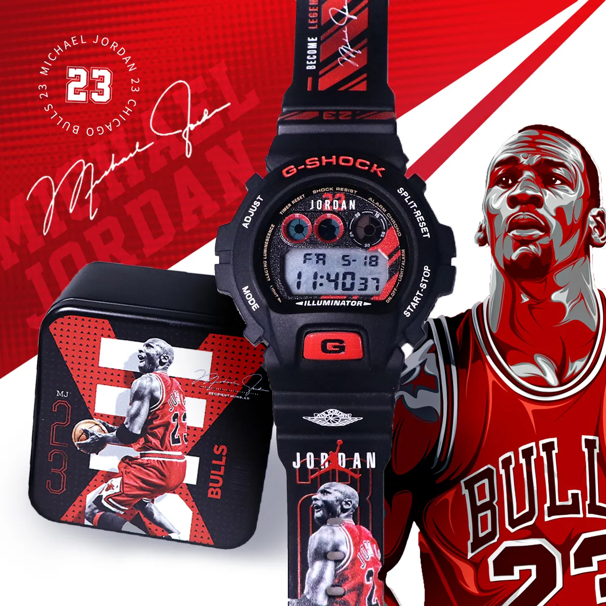 Michael Jordan Black Ver. G-Shock Custom on DW-6900 Watch Michael Jordan Black Ver. G-Shock Custom on DW-6900 Watch