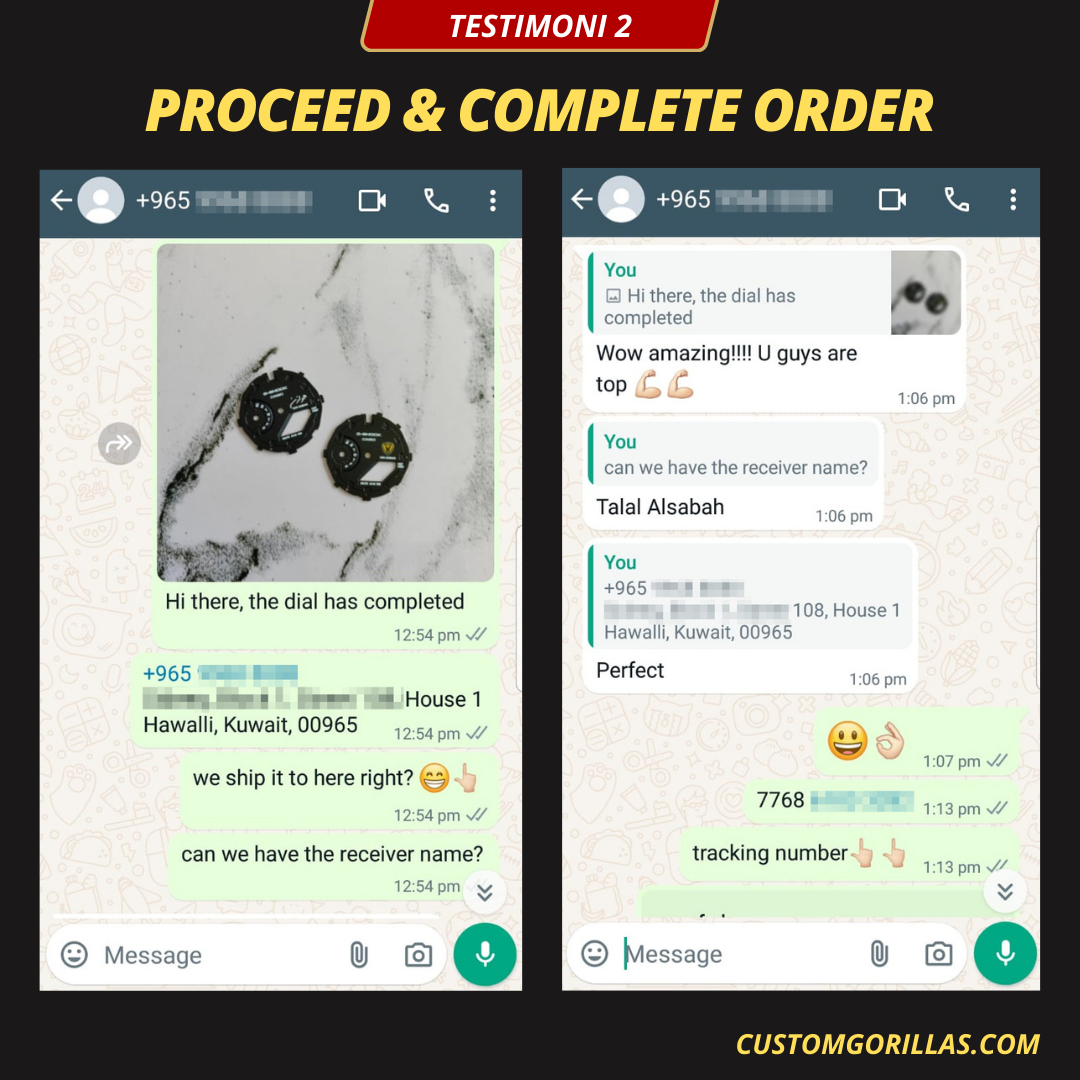 International custom watch order feedback and delivery