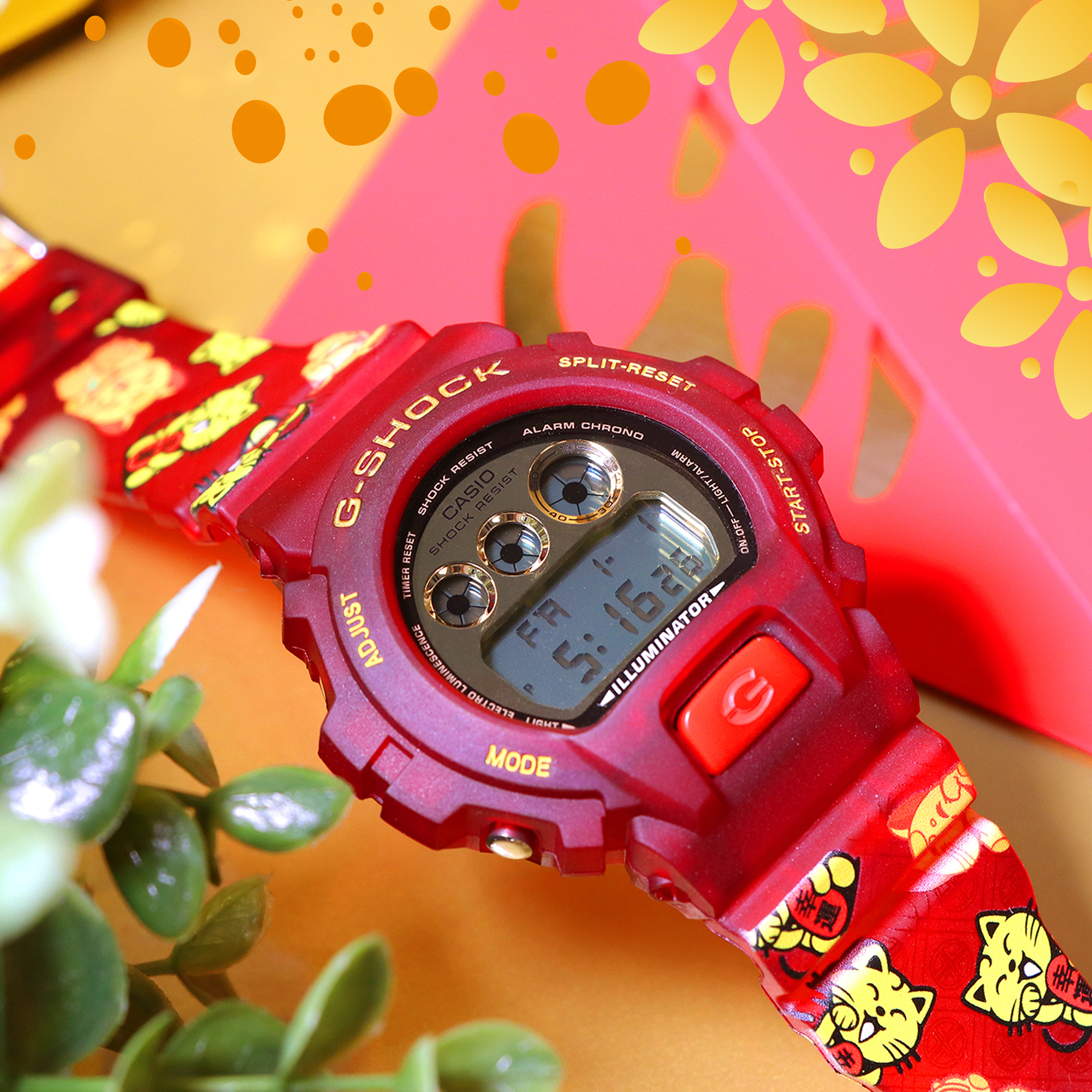 G-Shock DW-6900 Lucky Cat Manekineko Custom Design Digital Resin