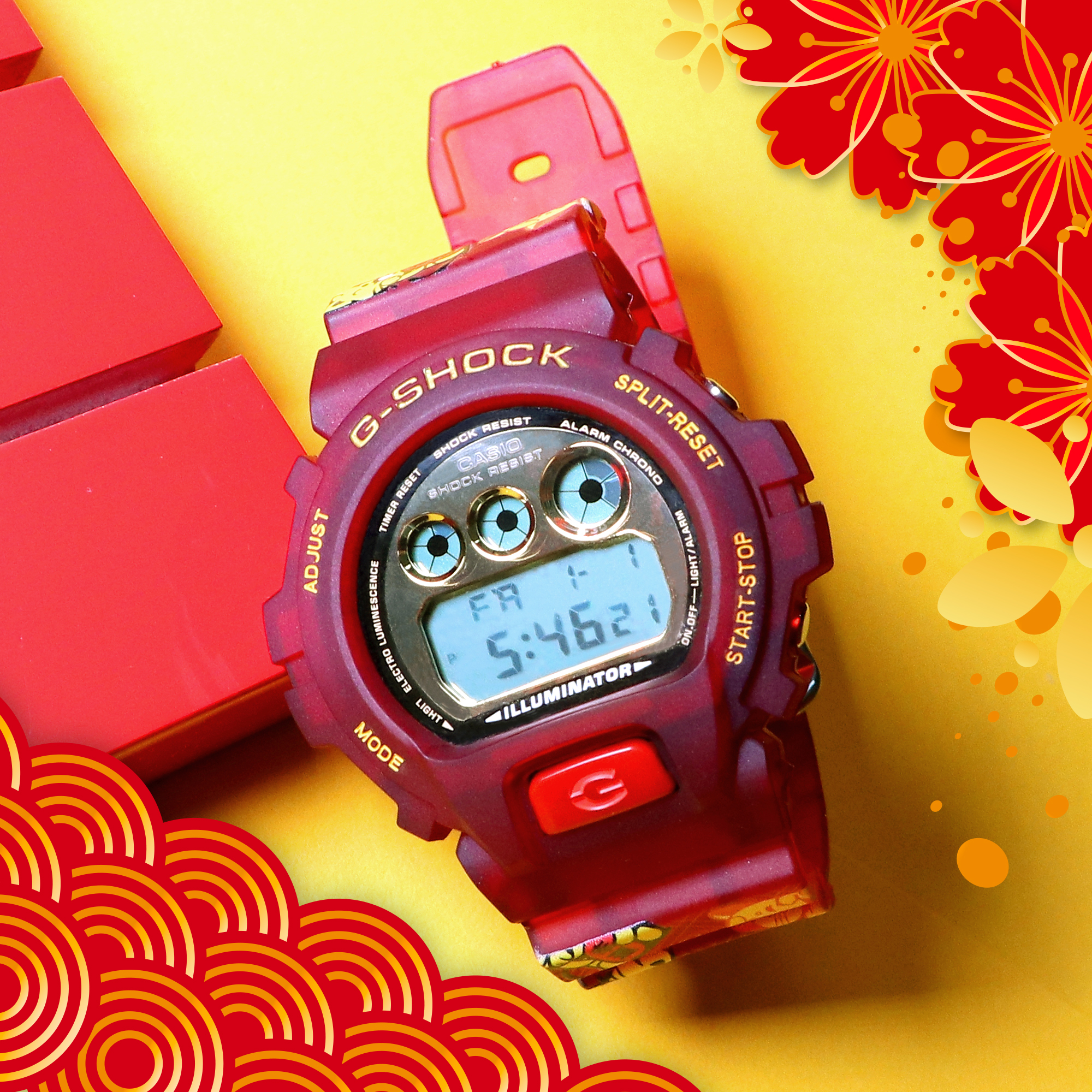 G-Shock DW-6900 Lucky Cat Manekineko Custom Design Digital Resin