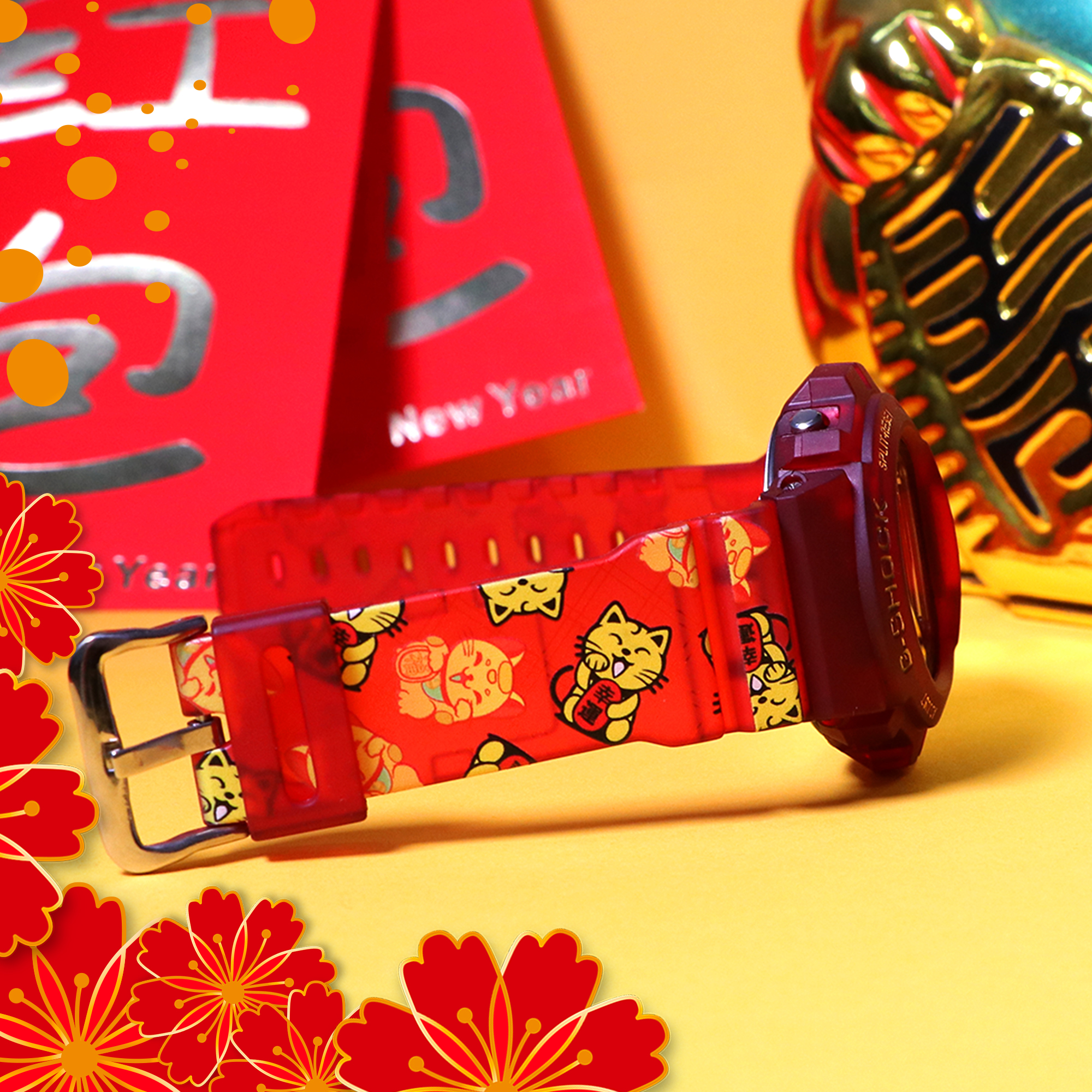 G-Shock DW-6900 Lucky Cat Manekineko Custom Design Digital Resin