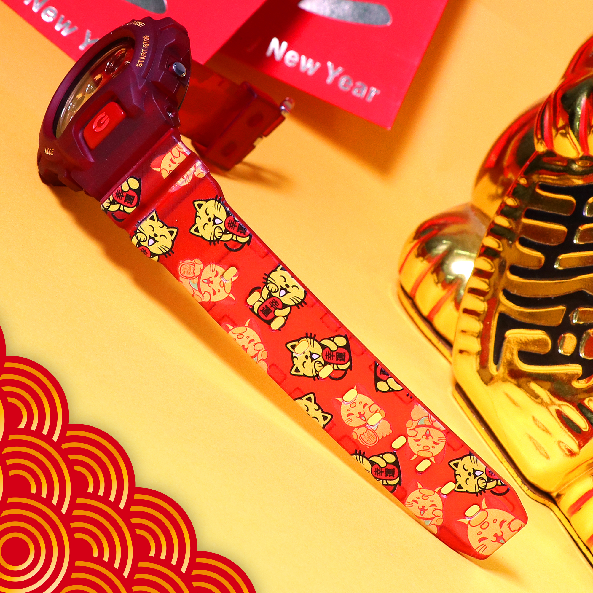 G-Shock DW-6900 Lucky Cat Manekineko Custom Design Digital Resin