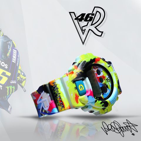 VR Valentino Rossi VR46 Custom Design Resin Digital Watch with Tin Box