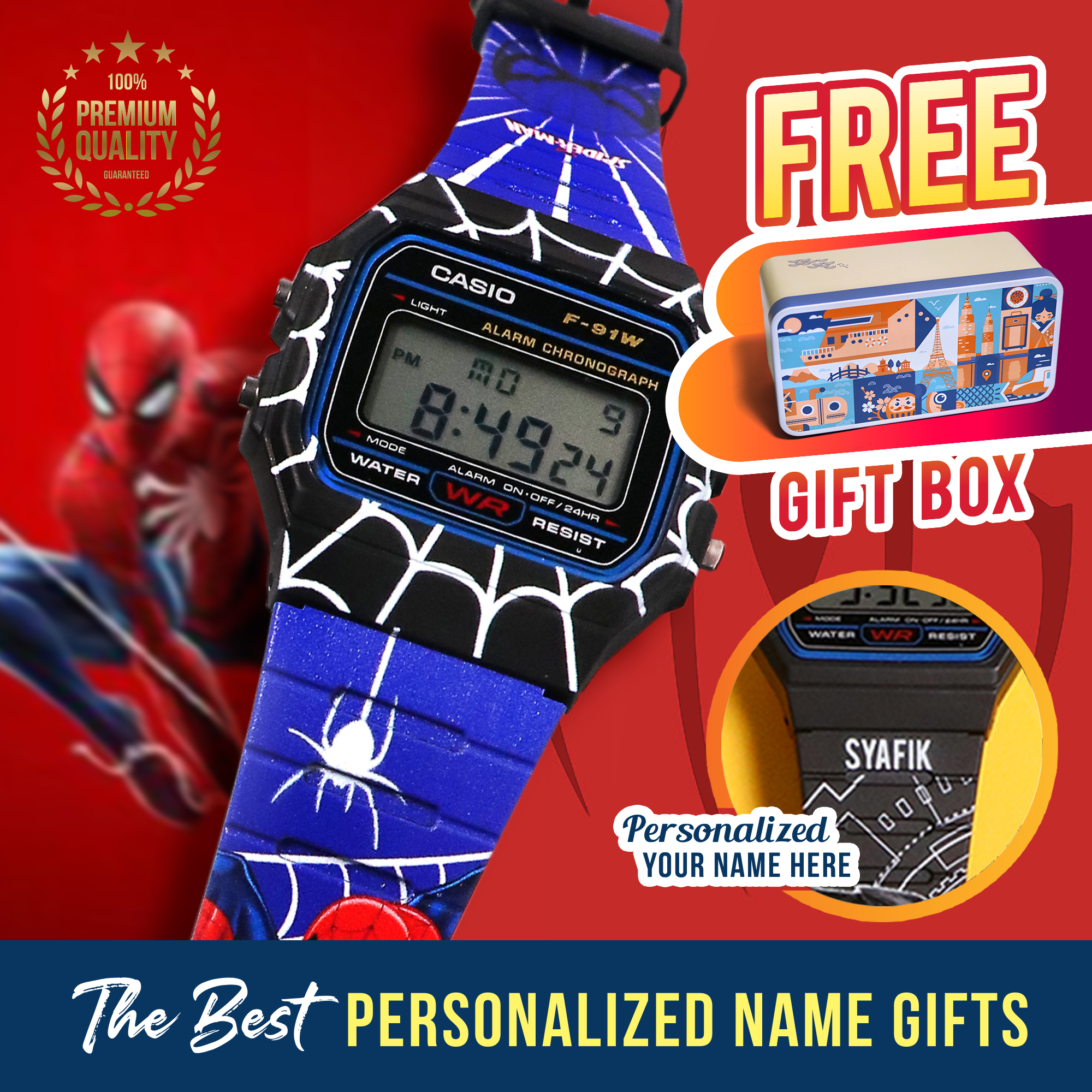 Kids Spider-Man Premium Edition Custom Design Watch With Free