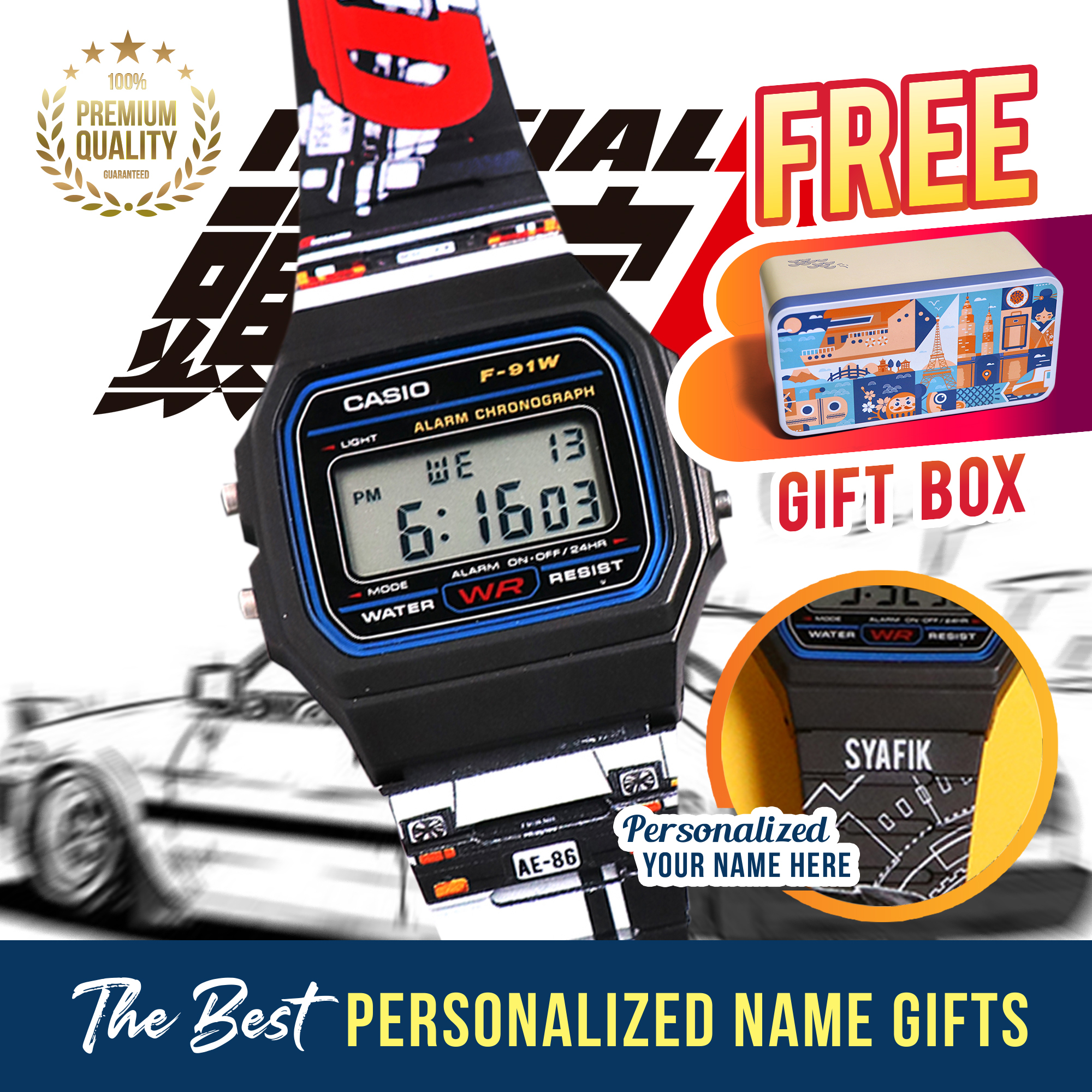 Kids Initial D F-91WM Custom Design Casio Watch – Custom Gorillas