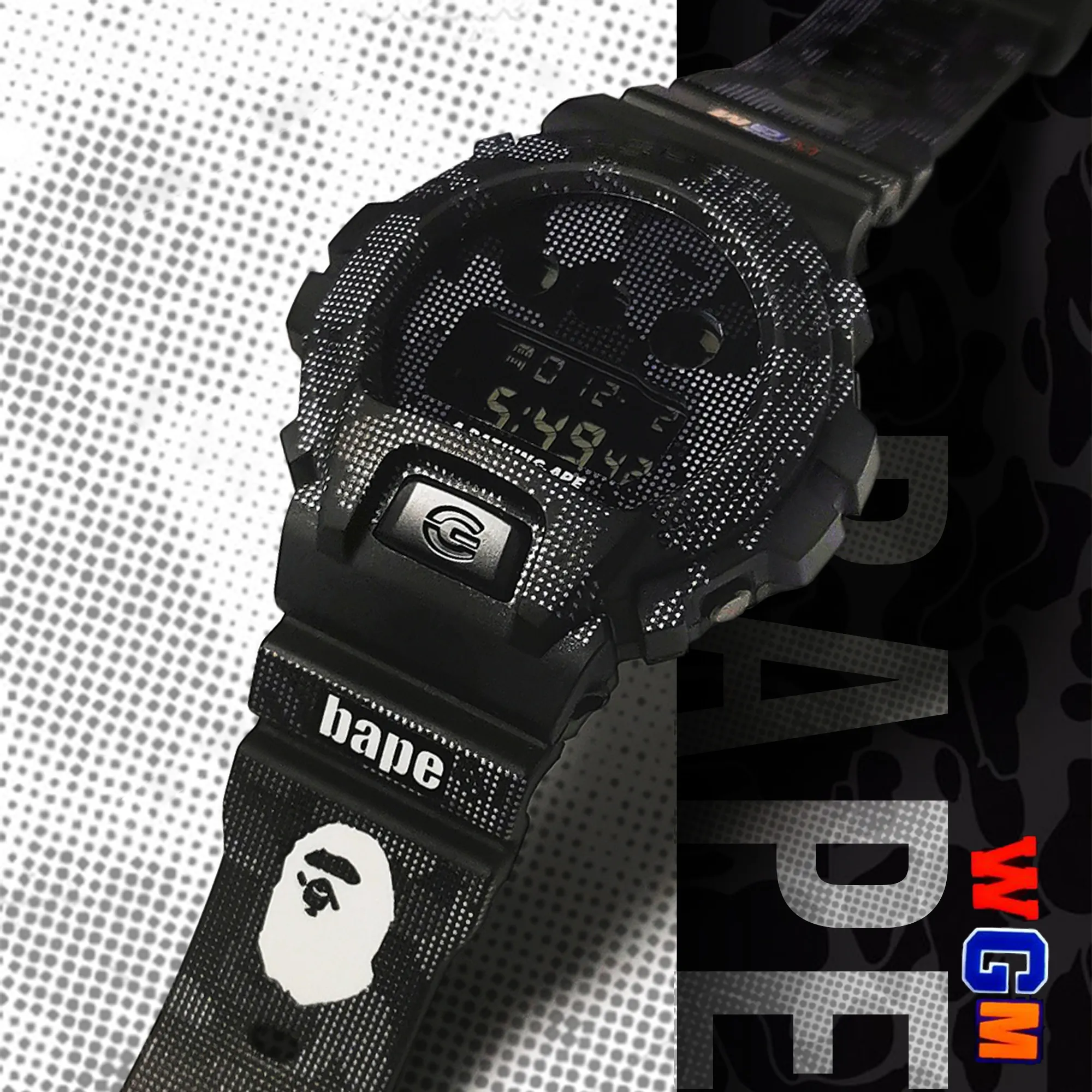 WGM x Bape Custom Design G Shock DW 6900 Watch A Bathing Ape Watch