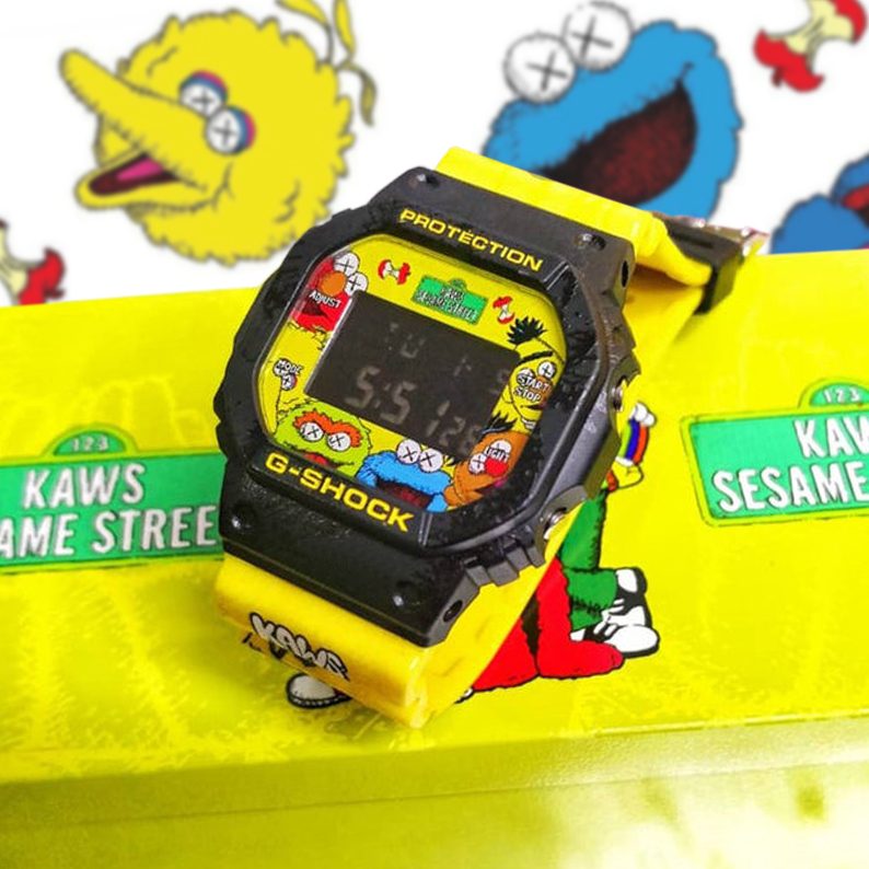 Kaws x Sesame Street Yellow Design - DW-5600 Watch – Custom Gorillas