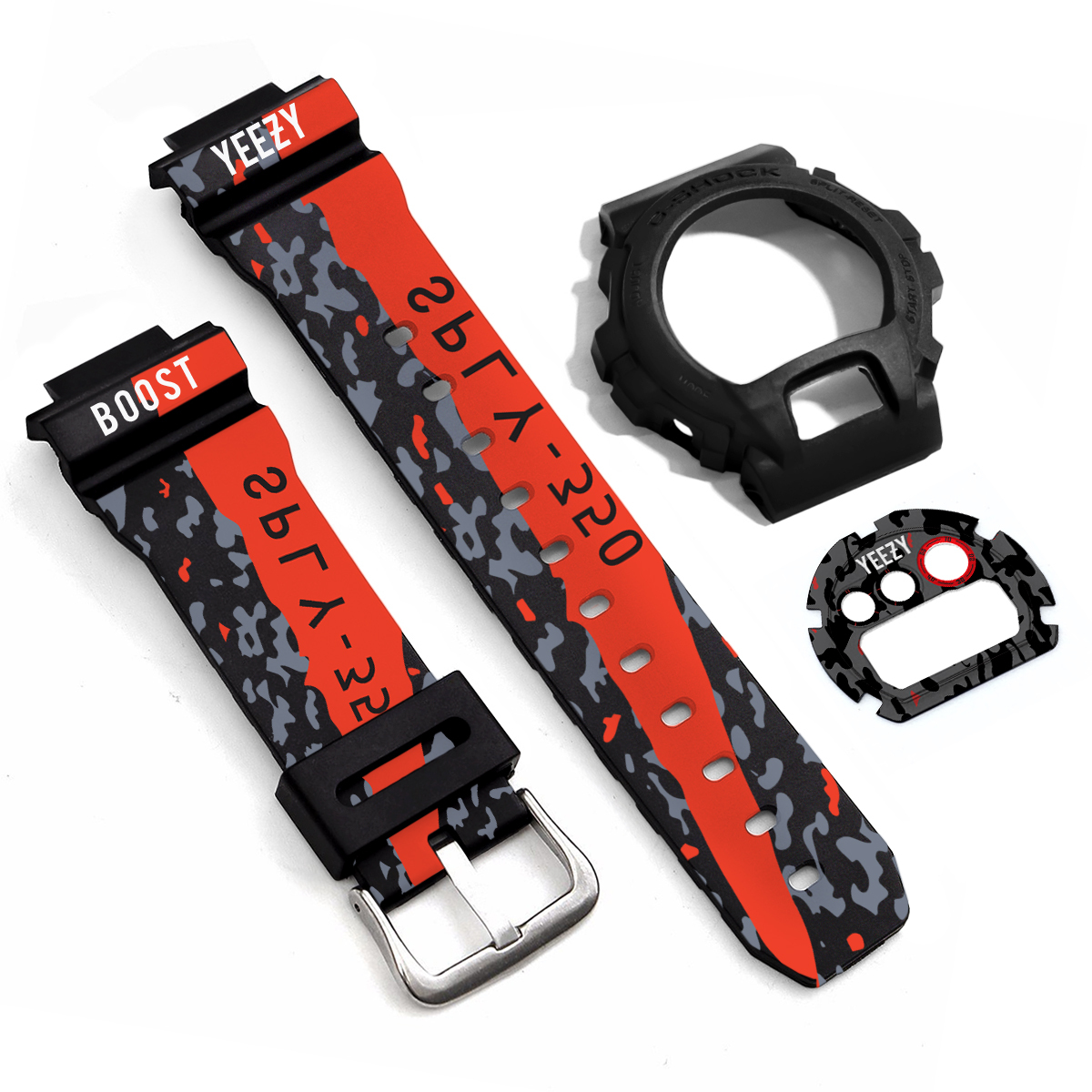 Adidas Yeezy Black Red DW-6900 G-Shock Band & Bezel – Custom Gorillas