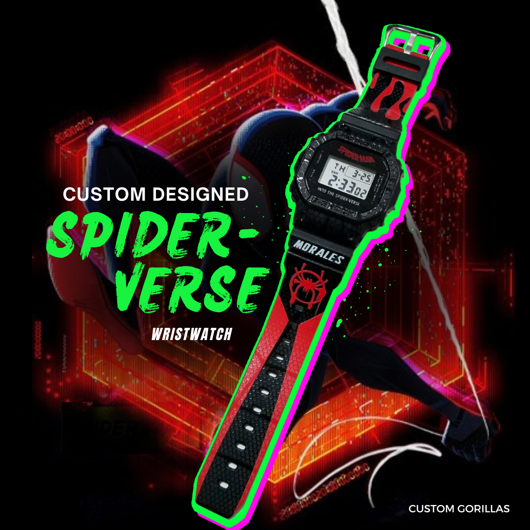 Spider-Man: Into the Spider-Verse Custom Design on authentic G-Shock Duo  Color Resin Watch *Complete Set