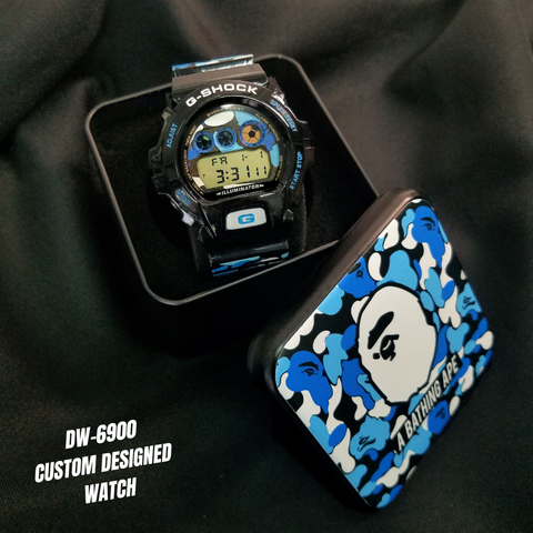 DW-6900 Blue Camo BAPE Custom Designed Watch – Custom Gorillas