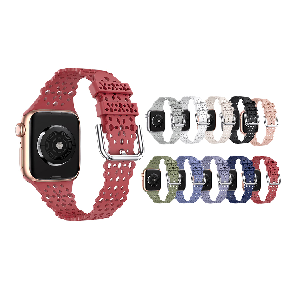 WEARLIZER】2022新款Apple Watch 1-7代簍空排汗矽膠錶帶– 艾司豆select