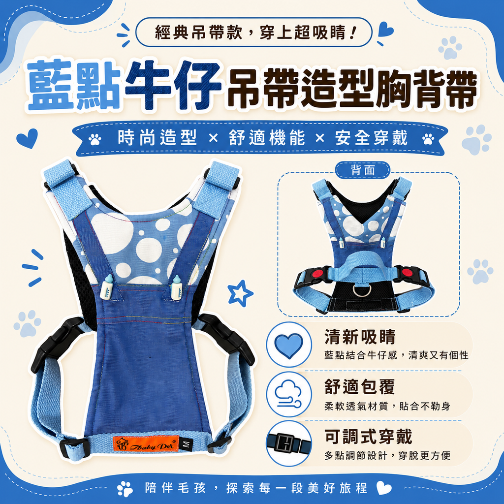 01_藍點牛仔吊帶造型胸背帶