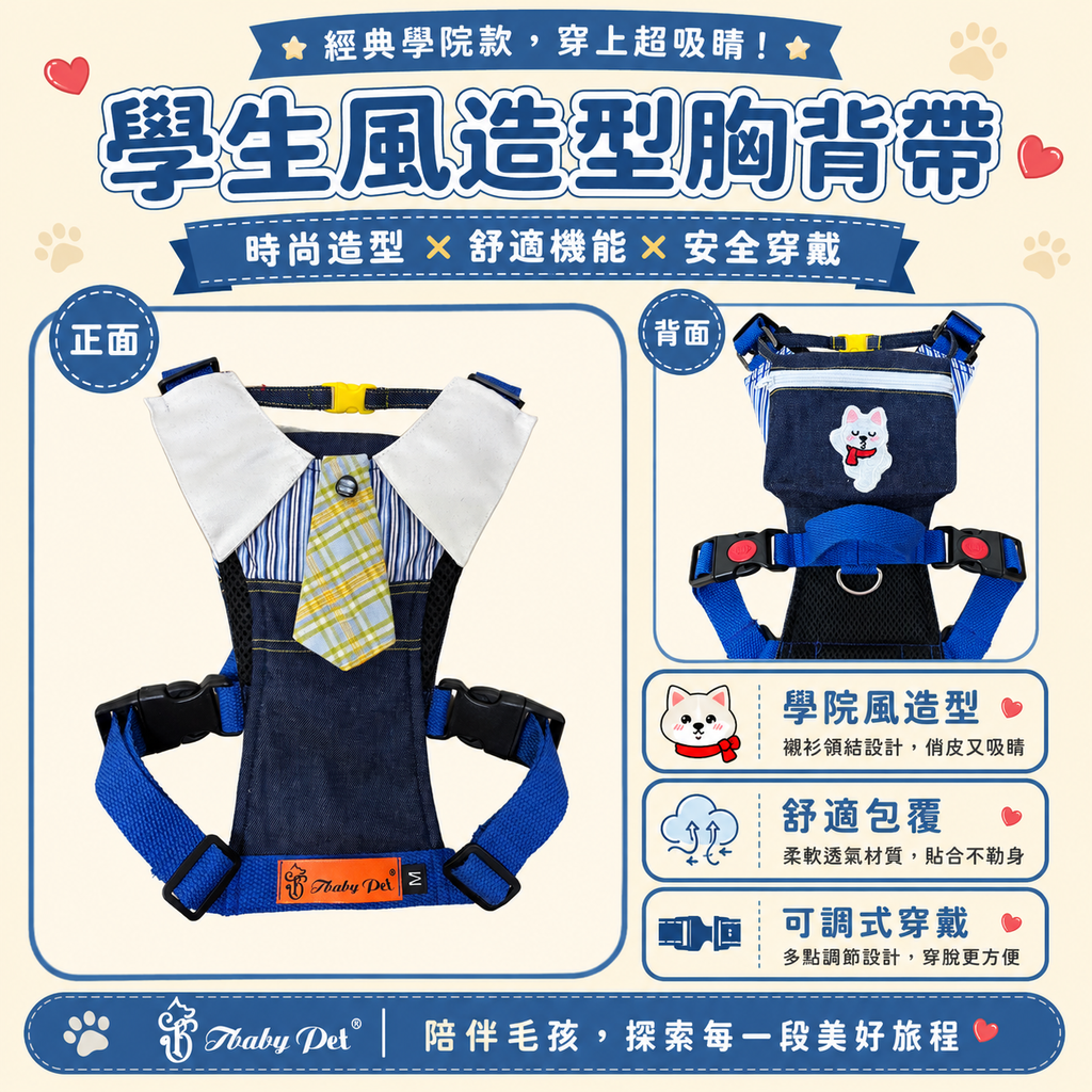 04_學院藍格領帶造型胸背帶