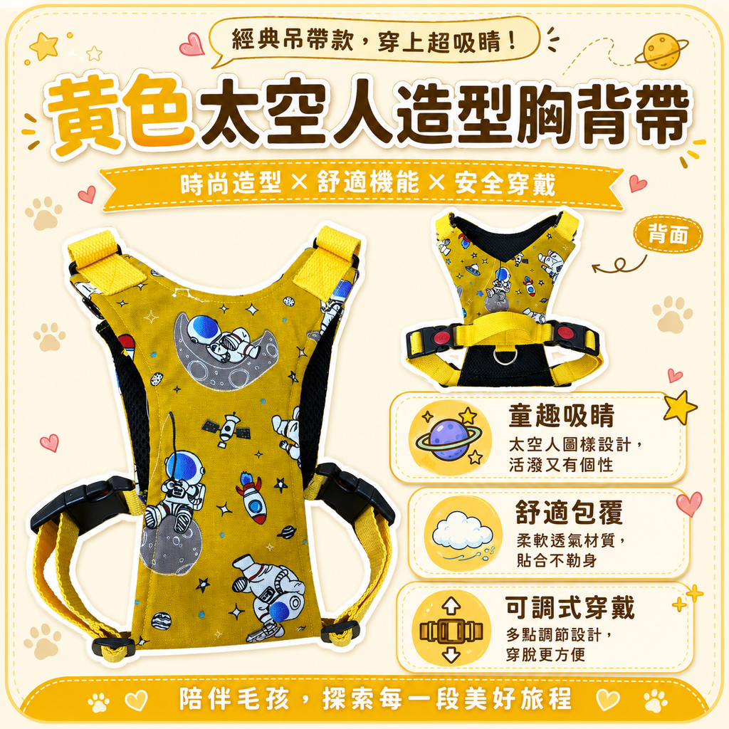 12_黃色太空人吊帶造型胸背帶