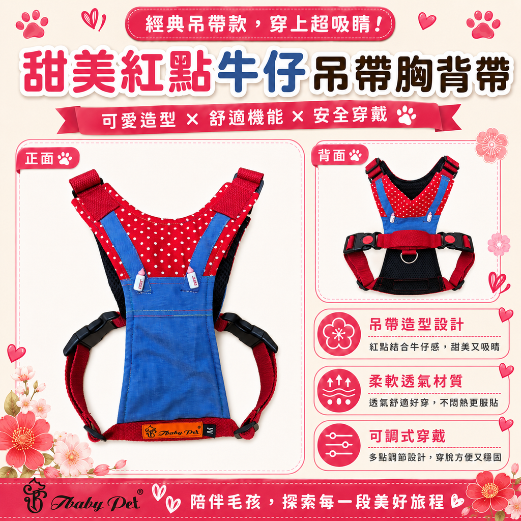 14_紅點牛仔吊帶造型胸背帶