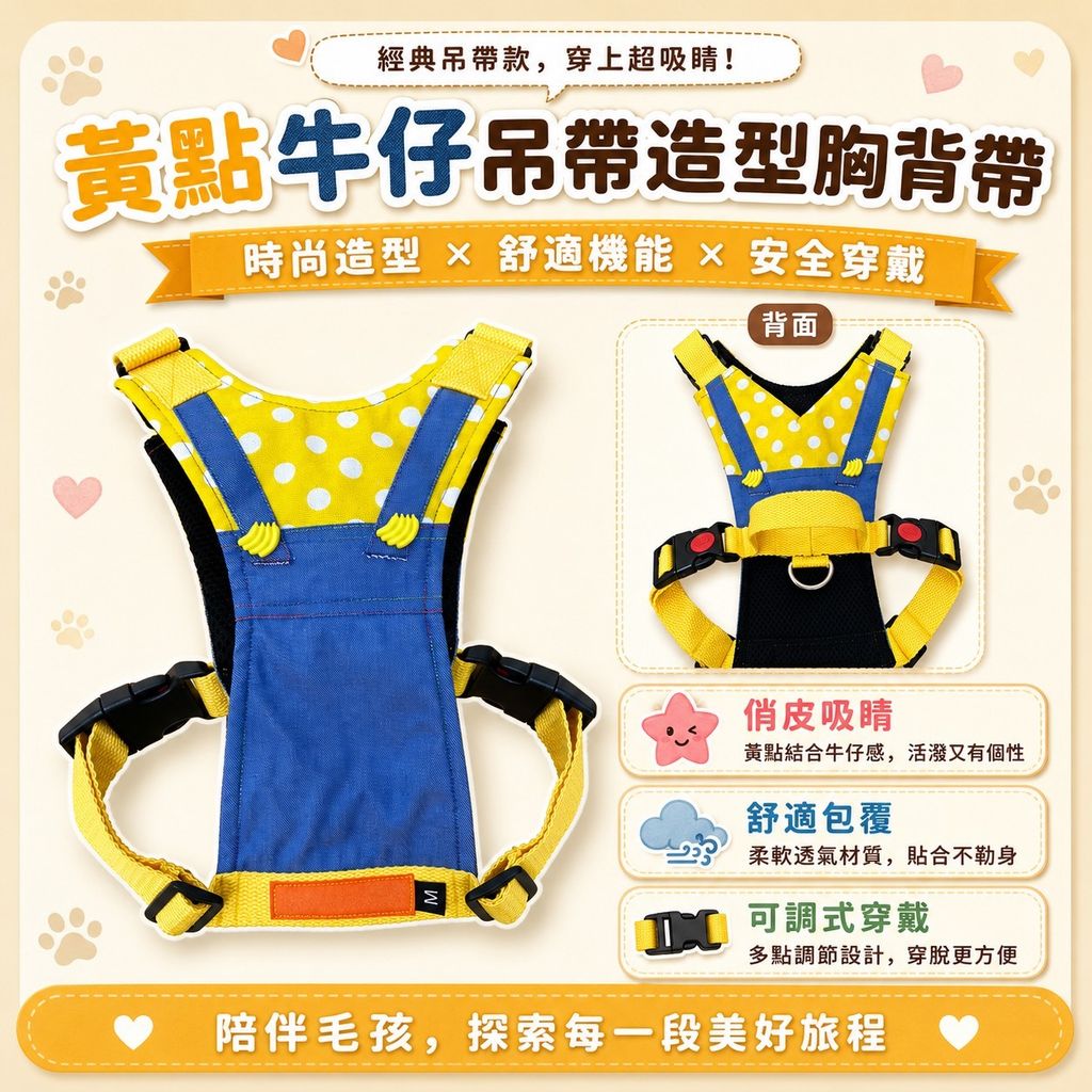 16_黃點牛仔吊帶造型胸背帶